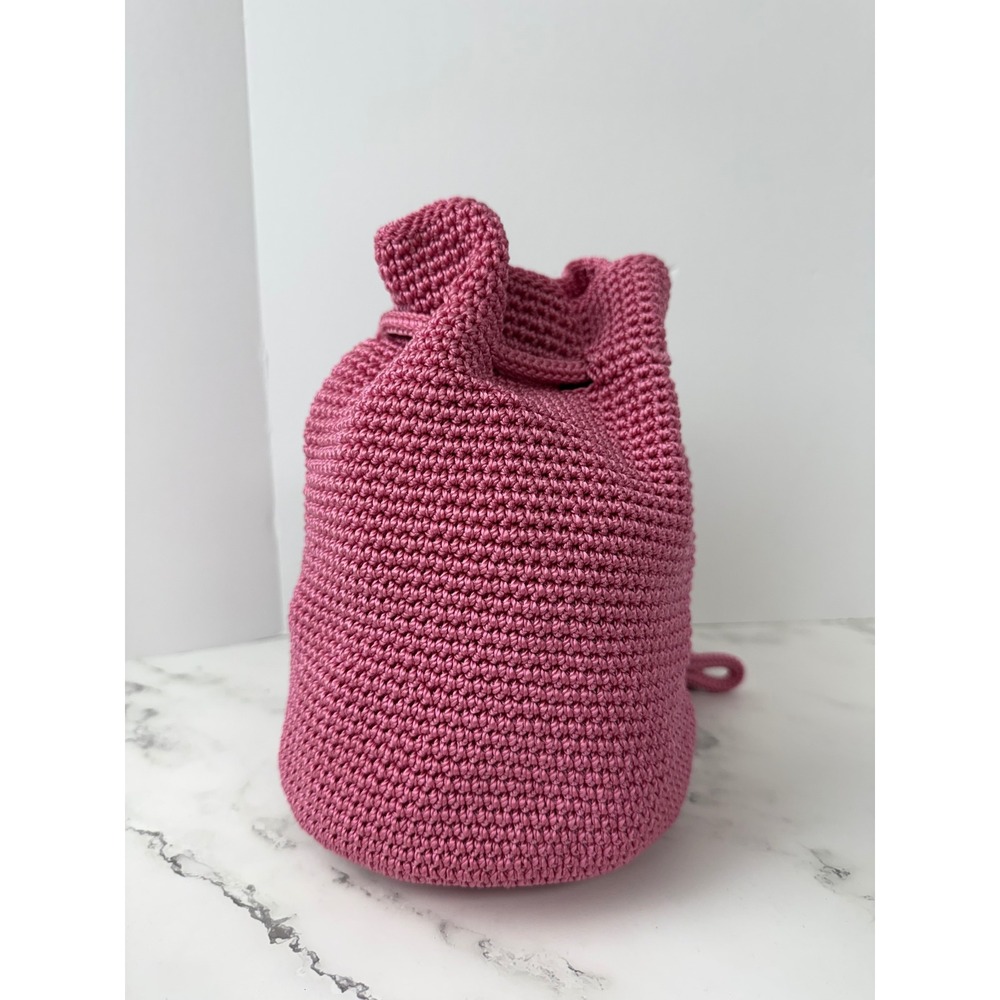 The Sak Vintage Pink Handmade Crochet Backpack Medium Lined Zipper pockets